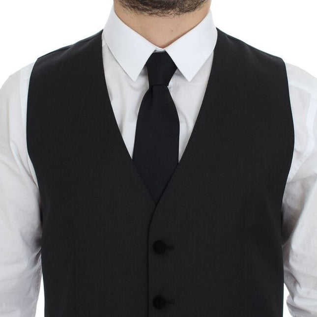 Dolce & Gabbana Gray Wool Formal Dress Vest Gilet Weste
