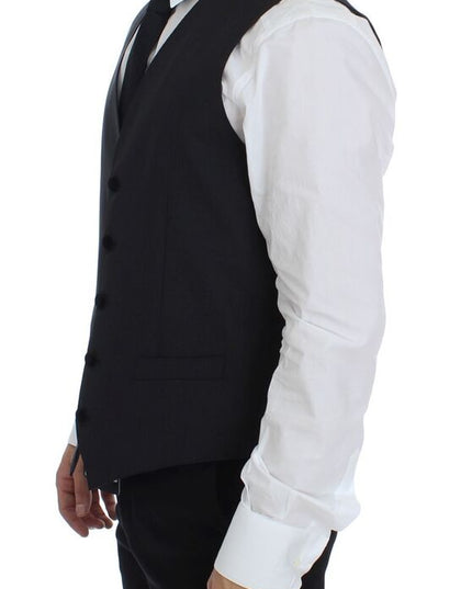 Dolce & Gabbana Gray Wool Formal Dress Vest Gilet Weste