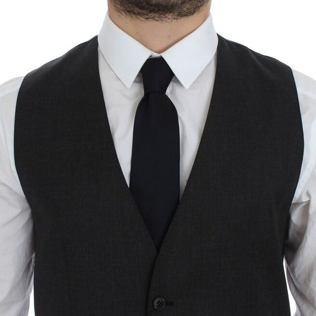 Dolce & Gabbana Gray Wool Formal Dress Vest Gilet Weste