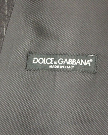 Dolce & Gabbana Gray Striped Wool Single Breasted Vest