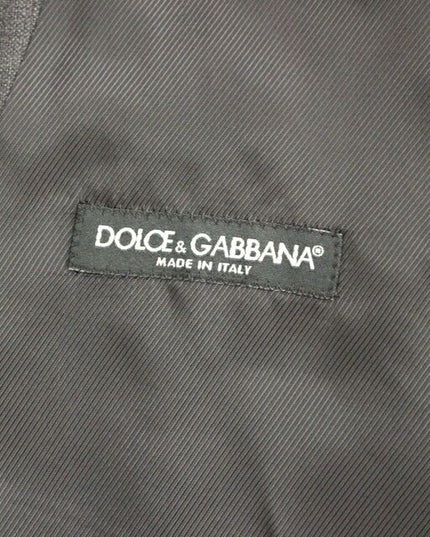 Dolce & Gabbana Gray Striped Wool Single Breasted Vest
