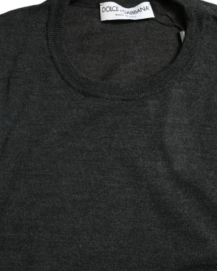 Dolce & Gabbana Gray Wool Round Neck Pullover Sweater