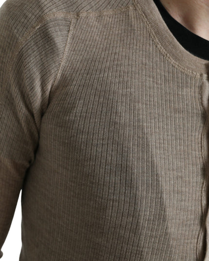 Dolce & Gabbana Henley Pullover Beige Cashmere Sweater