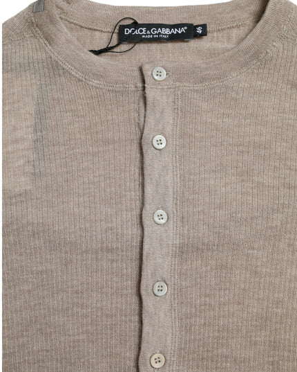 Dolce & Gabbana Henley Pullover Beige Cashmere Sweater