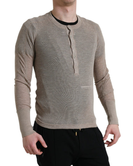 Dolce & Gabbana Henley Pullover Beige Cashmere Sweater