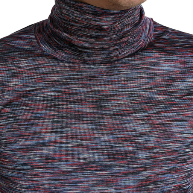 Dolce & Gabbana Blue Purple Turtleneck Pullover Sweater