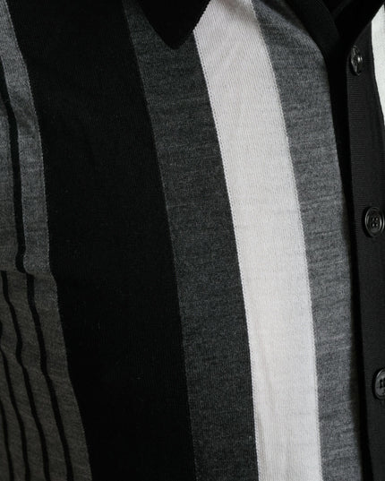 Dolce & Gabbana Black White Jumper Cardigan Polo Sweater