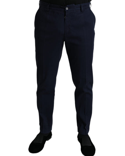Dolce & Gabbana Dark Blue Cotton Stretch Slim Fit Dress Pants