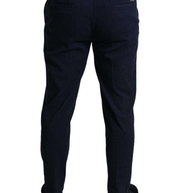 Dolce & Gabbana Dark Blue Cotton Stretch Slim Fit Dress Pants