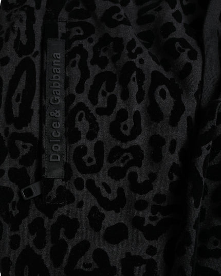 Dolce & Gabbana Black Leopard Cotton Slim Fit Jogger Pants