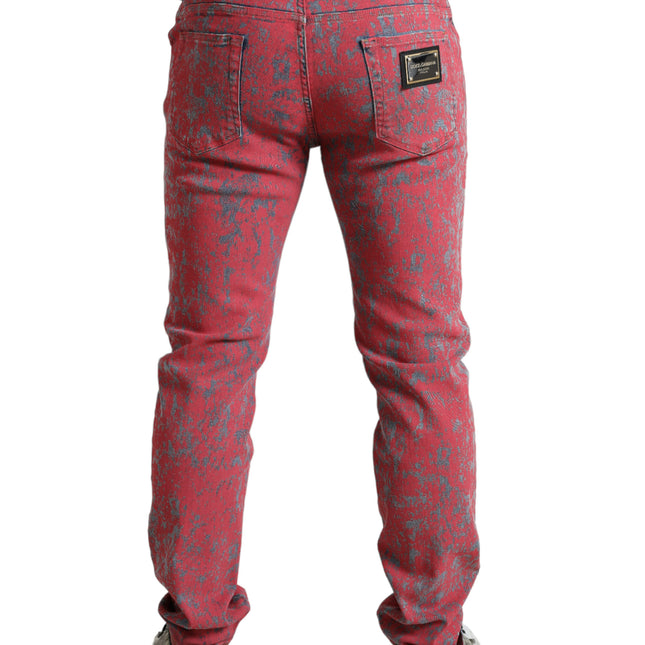 Dolce & Gabbana Red Cotton Dye Slim Fit Men Denim Jeans