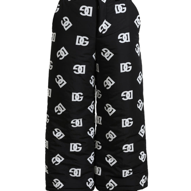 Dolce & Gabbana Black Logo DG Print Wide Leg Pants