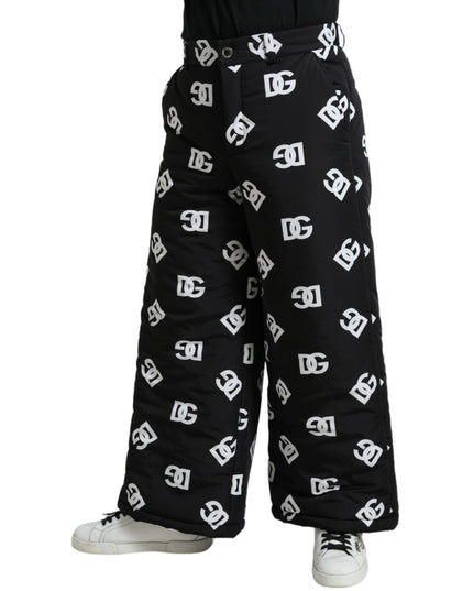 Dolce & Gabbana Black Logo DG Print Wide Leg Pants