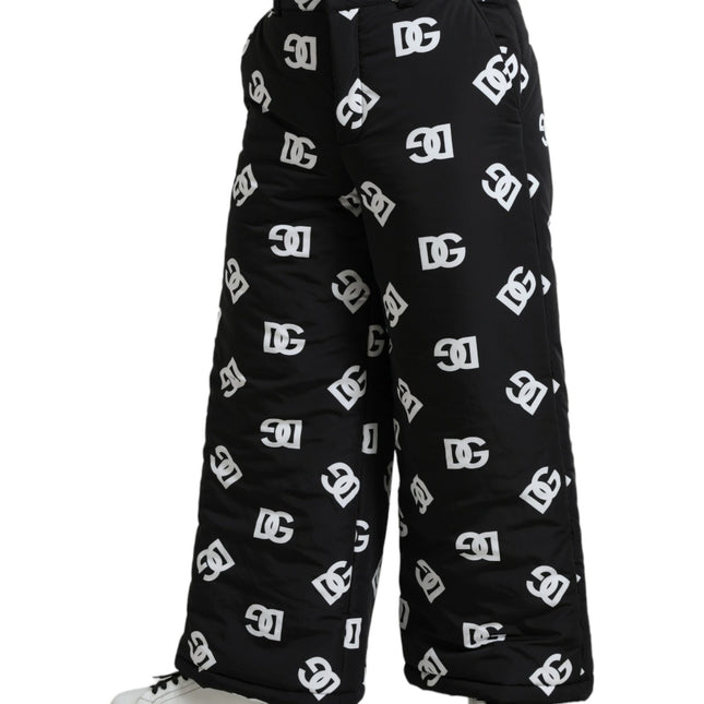 Dolce & Gabbana Black Logo DG Print Wide Leg Pants