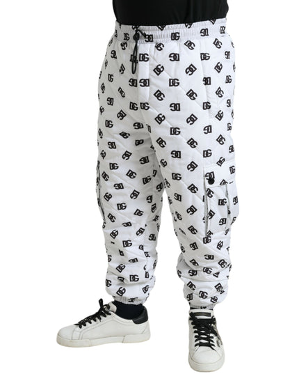 Dolce & Gabbana White Logo DG Print Men Jogger Sweatpants Pants