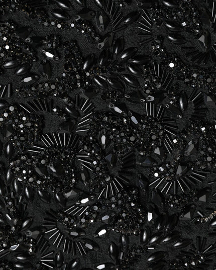 Dolce & Gabbana Black Crystal Handmade Knee Pencil Skirt