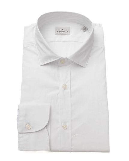 Bagutta White Cotton Men's Shirt Slim Fit With French Collar