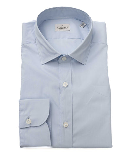 Bagutta Light Blue Cotton Men Shirt