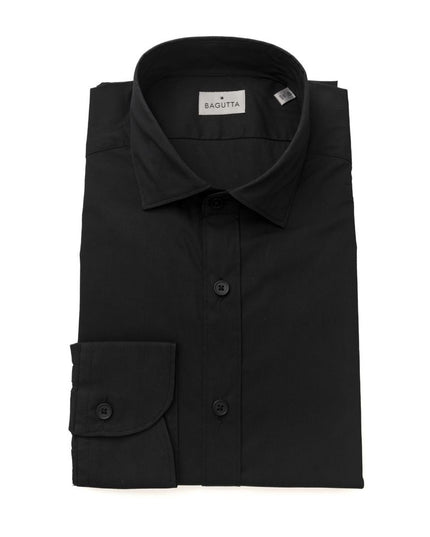 Bagutta Black Cotton Men's Slim Shirt