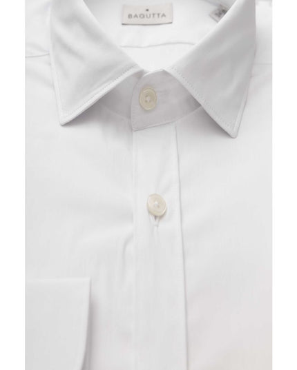 Bagutta White Cotton Men's Shirt Slim Fit With French Collar