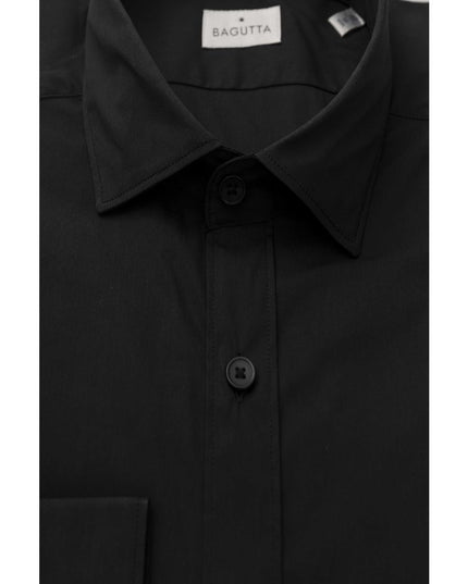 Bagutta Black Cotton Men's Slim Shirt