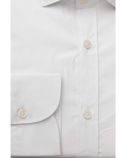 Bagutta White Cotton Men's Shirt Slim Fit With French Collar