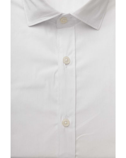 Bagutta White Cotton Men's Shirt Slim Fit With French Collar
