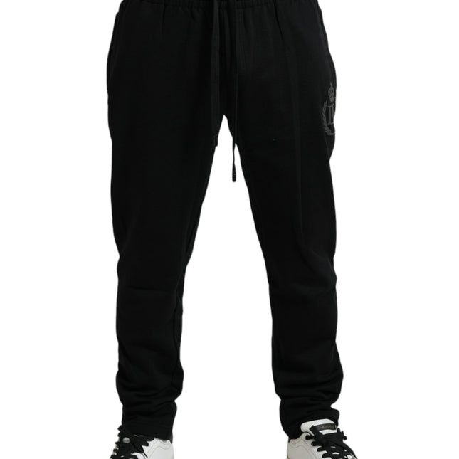 Dolce & Gabbana Black Cotton Logo Jogger Men Sweatpants Pants