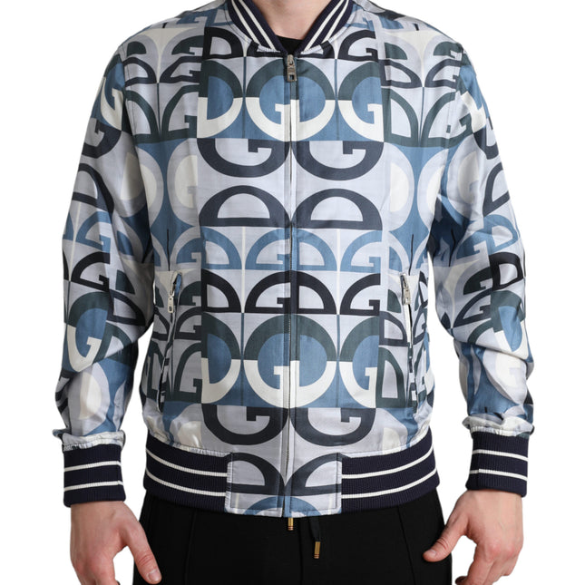 Dolce & Gabbana Multicolor Logo Print Bomber Blouson Jacket