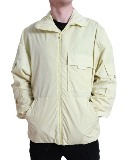Dolce & Gabbana Yellow Nylon Collared Full Zip Parka Jacket
