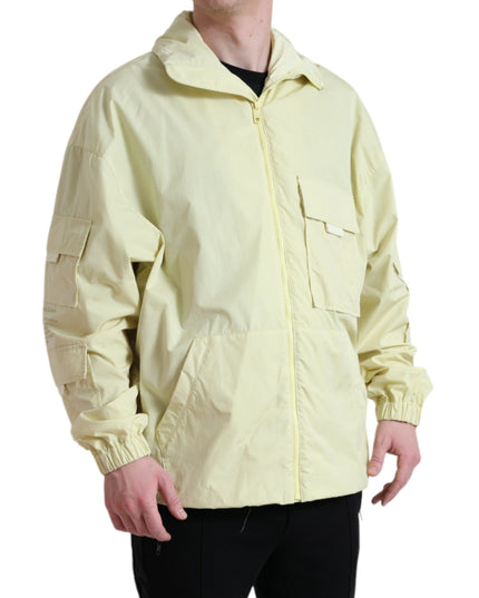 Dolce & Gabbana Yellow Nylon Collared Full Zip Parka Jacket