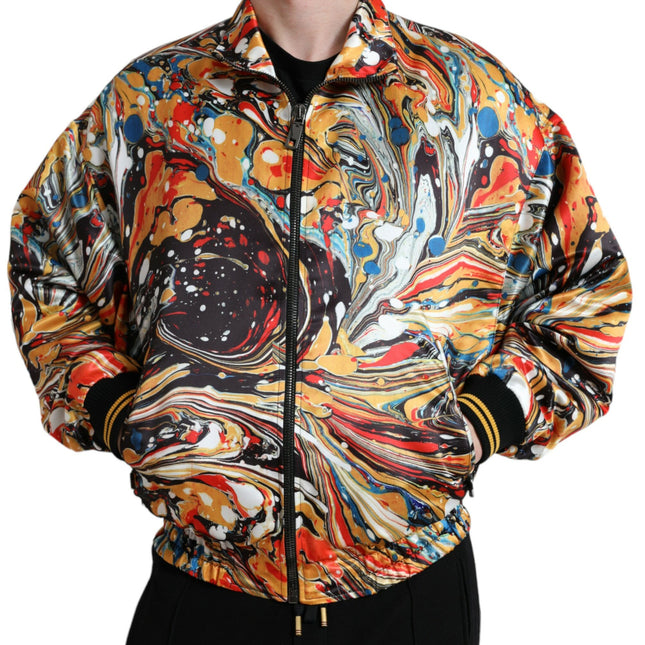 Dolce & Gabbana Multicolor Abstract Polyester Bomber Jacket