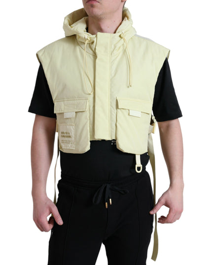 Dolce & Gabbana Yellow Nylon Hooded Sportswear Vest Jacket