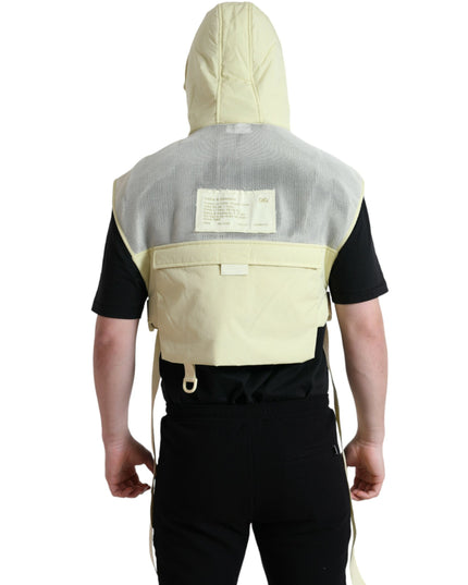 Dolce & Gabbana Yellow Nylon Hooded Sportswear Vest Jacket