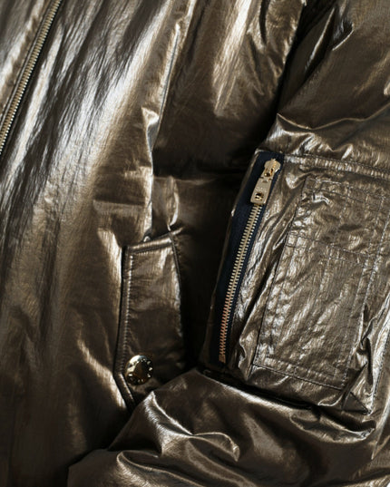 Dolce & Gabbana Bronze Nylon Full Zip Men Bomber Jacket