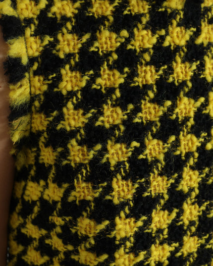 Dolce & Gabbana Yellow Houndstooth Sleeveless Aline Mini Dress