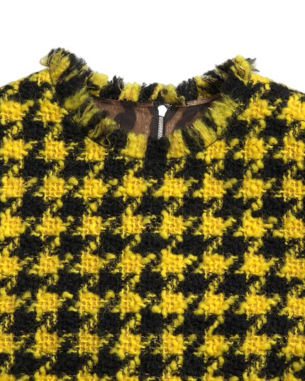 Dolce & Gabbana Yellow Houndstooth Sleeveless Aline Mini Dress