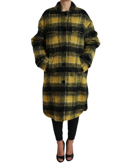 Dolce & Gabbana Yellow Plaid Long Sleeve Casual Coat Jacket