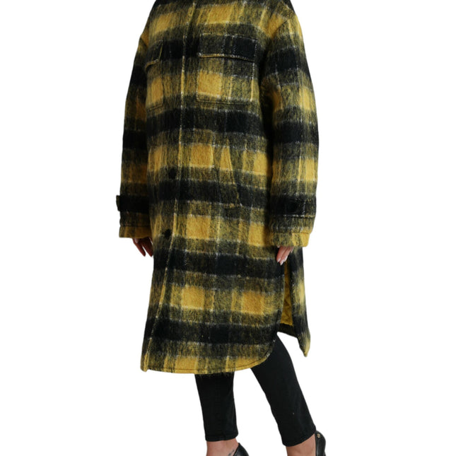 Dolce & Gabbana Yellow Plaid Long Sleeve Casual Coat Jacket