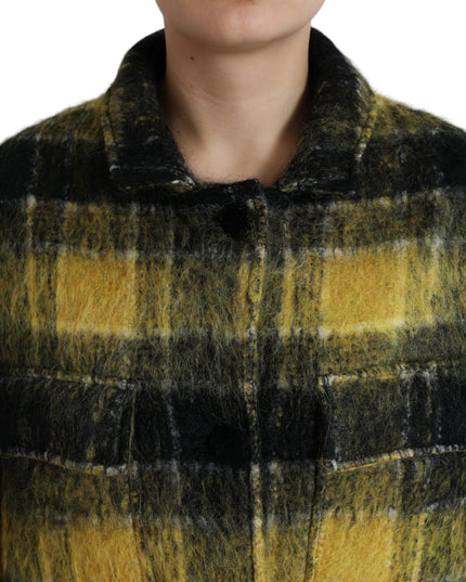 Dolce & Gabbana Yellow Plaid Long Sleeve Casual Coat Jacket