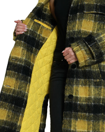 Dolce & Gabbana Yellow Plaid Long Sleeve Casual Coat Jacket