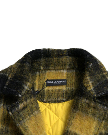 Dolce & Gabbana Yellow Plaid Long Sleeve Casual Coat Jacket