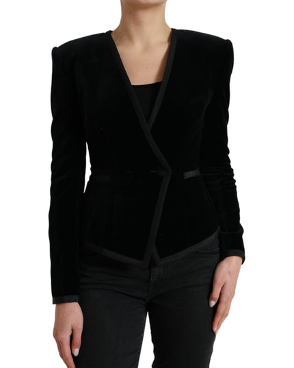 Dolce & Gabbana Black Velvet Cotton Double Breasted Jacket
