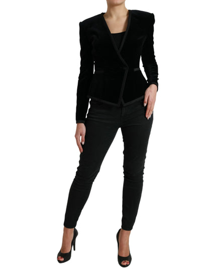 Dolce & Gabbana Black Velvet Cotton Double Breasted Jacket