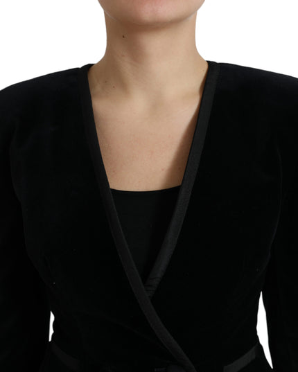 Dolce & Gabbana Black Velvet Cotton Double Breasted Jacket