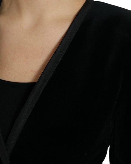 Dolce & Gabbana Black Velvet Cotton Double Breasted Jacket