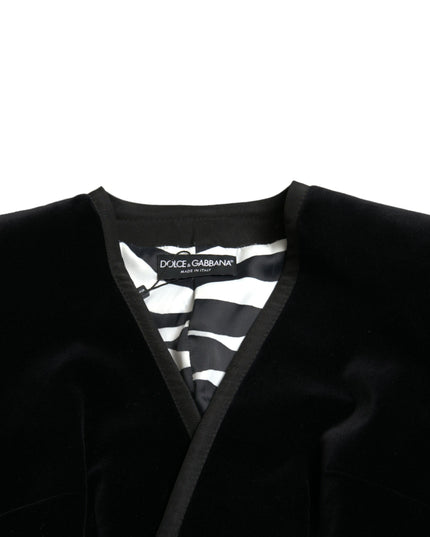 Dolce & Gabbana Black Velvet Cotton Double Breasted Jacket