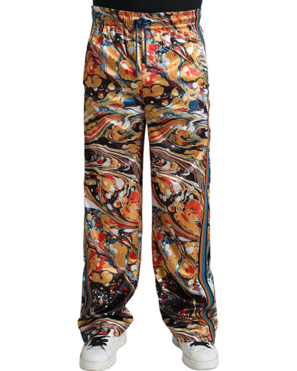 Dolce & Gabbana Multicolor Marble Print Satin Pants
