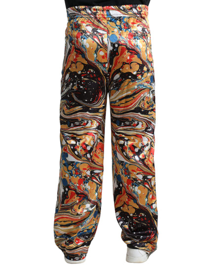 Dolce & Gabbana Multicolor Marble Print Satin Pants