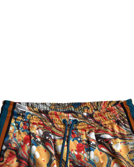 Dolce & Gabbana Multicolor Marble Print Satin Pants